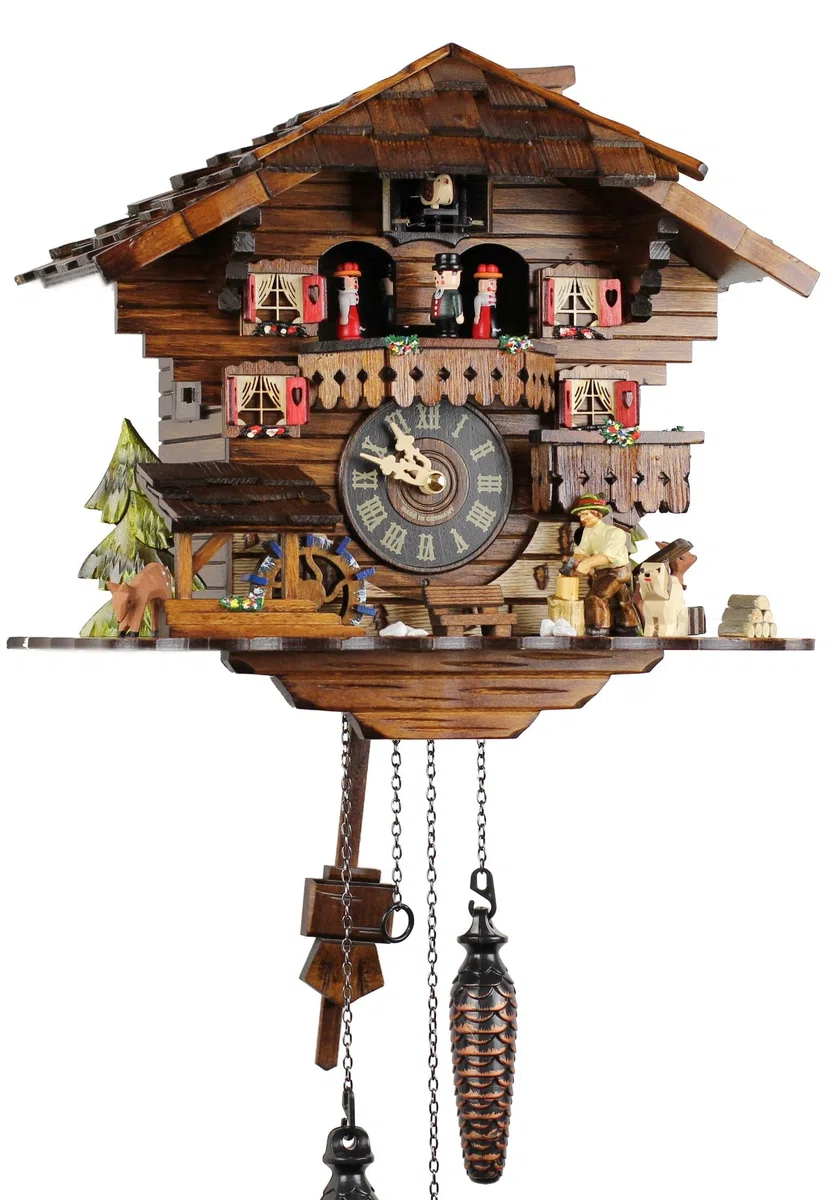 21438 - Orologio a cuculo, in vero legno, alimentato a batteria, 30 cm