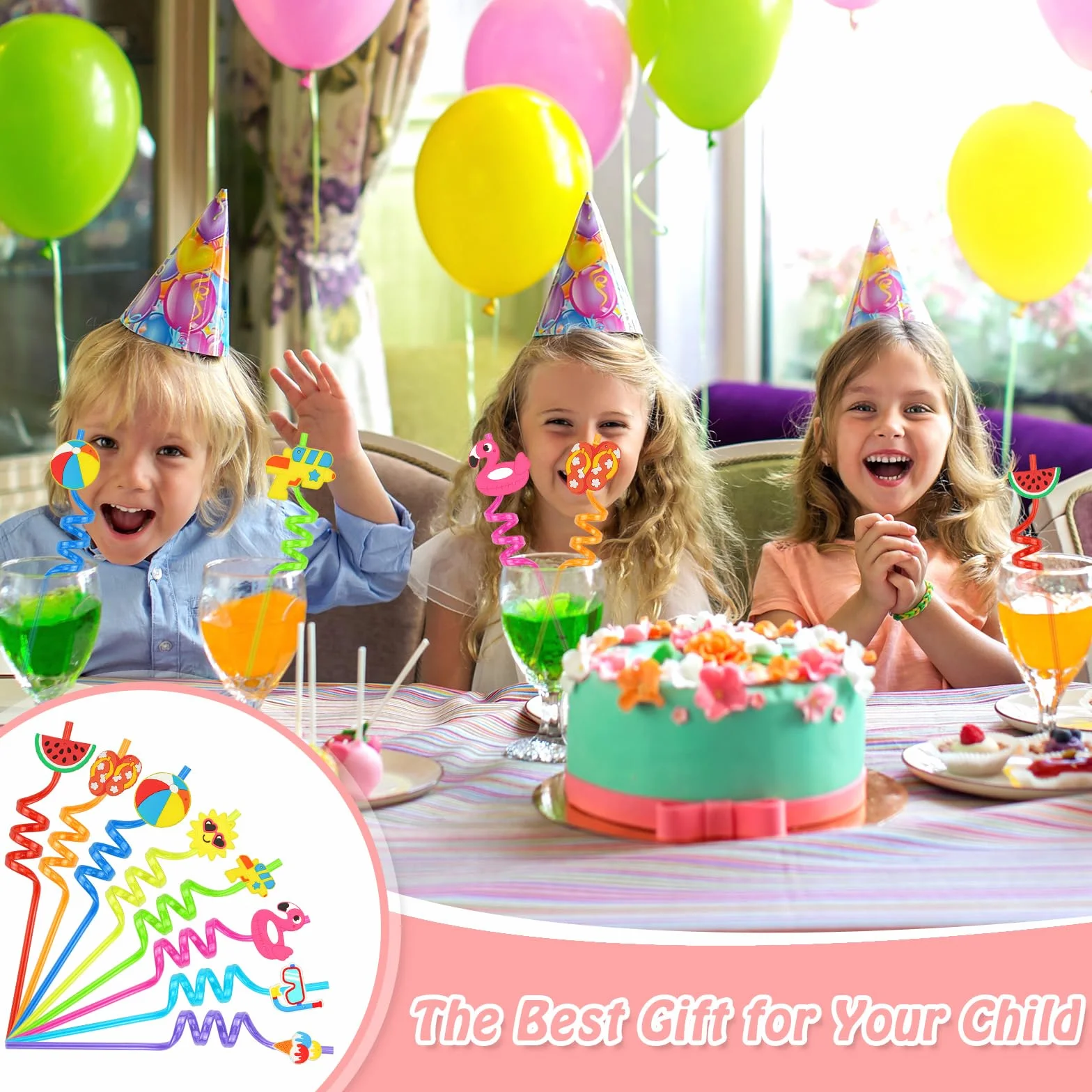 Cannucce Cocktail Plastica Riutilizzabili Cannuccia Riutilizzabile Bambini 16 Pezzi Reusable Straw Spesse Cannucce Carta Colorate Lunghe per Feste di Piscina Cannuccia Plastica (Estate)