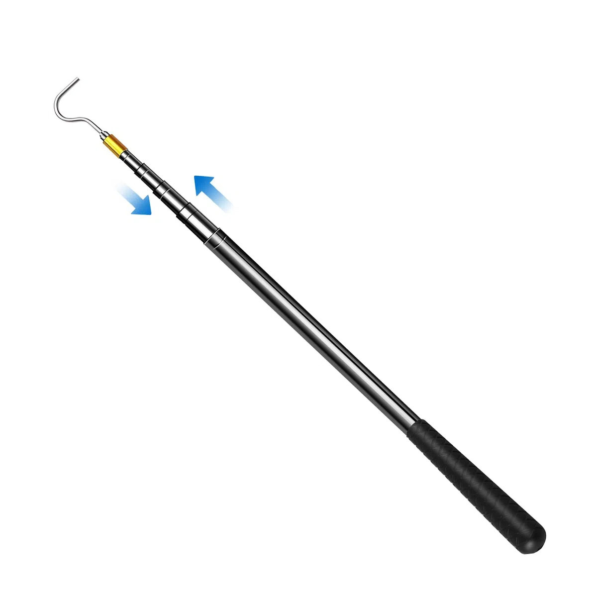 42-150 cm Asta telescopica con gancio – Apriscatole in acciaio inox, tenda da sole, gancio per barca, barra di apertura per lucernario, gancio allungabile per rettili