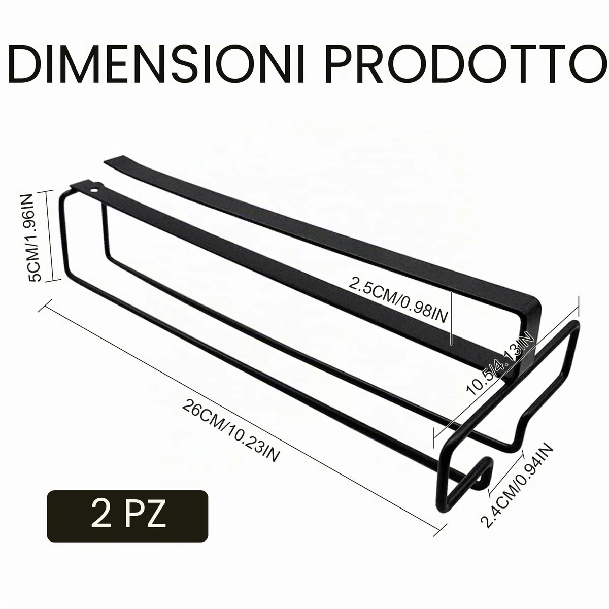 2 Pezzi Supporti per Bicchieri da Vino Sospesi, in Metallo, Portabicchieri da Vino Sotto l'Armadio, Supporto Stemware Portabicchieri per Cucina, Bar, Ristorante (Nero)