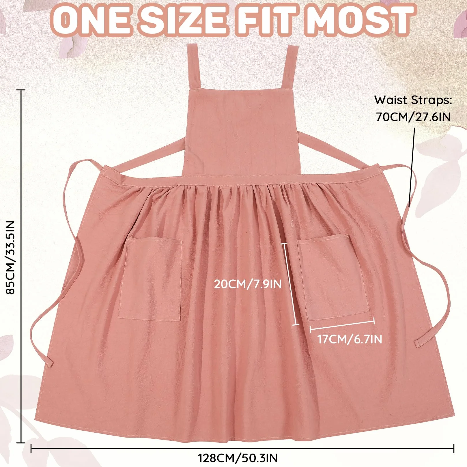 Grembiule Abito con Spalline Incrociate per Donna e Bambina, Grembiule da Chef Vintage in Cotone con Balze e Tasche, Legature Lunghe per Cucina, Giardinaggio, Pittura, Forno e Servizio
