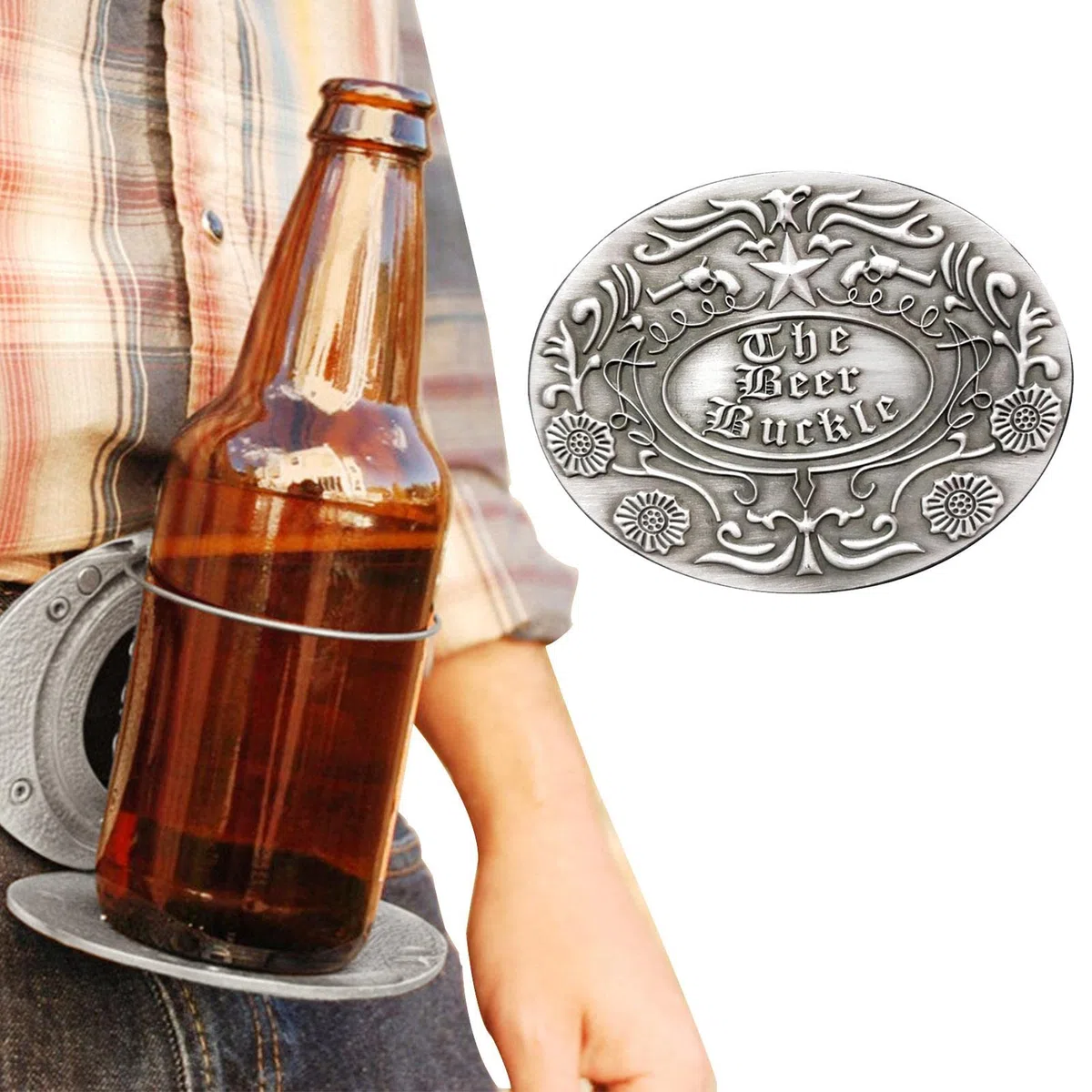 Cintura di Birra - Portabicchieri Portatile da Cintura in Metallo Portabicchieri da Birra, portabicchieri con Fibbia per Cintura da Birra per Picnic, Feste, Barbecue, Campeggio