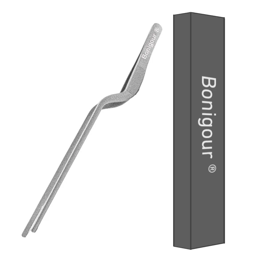 Pinzette sfalsate con precisione da 20 cm, pinze da cucina in acciaio inossidabile, pinza da cucina curva, pinza multiuso di precisione per placcatura, decorazione