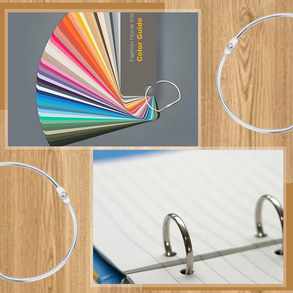 WEBEEDY 8 pezzi anelli per rilegatura a forma di D, 10,3 cm, grandi anelli a forma di D, in argento, organizer per riporre le chiavi