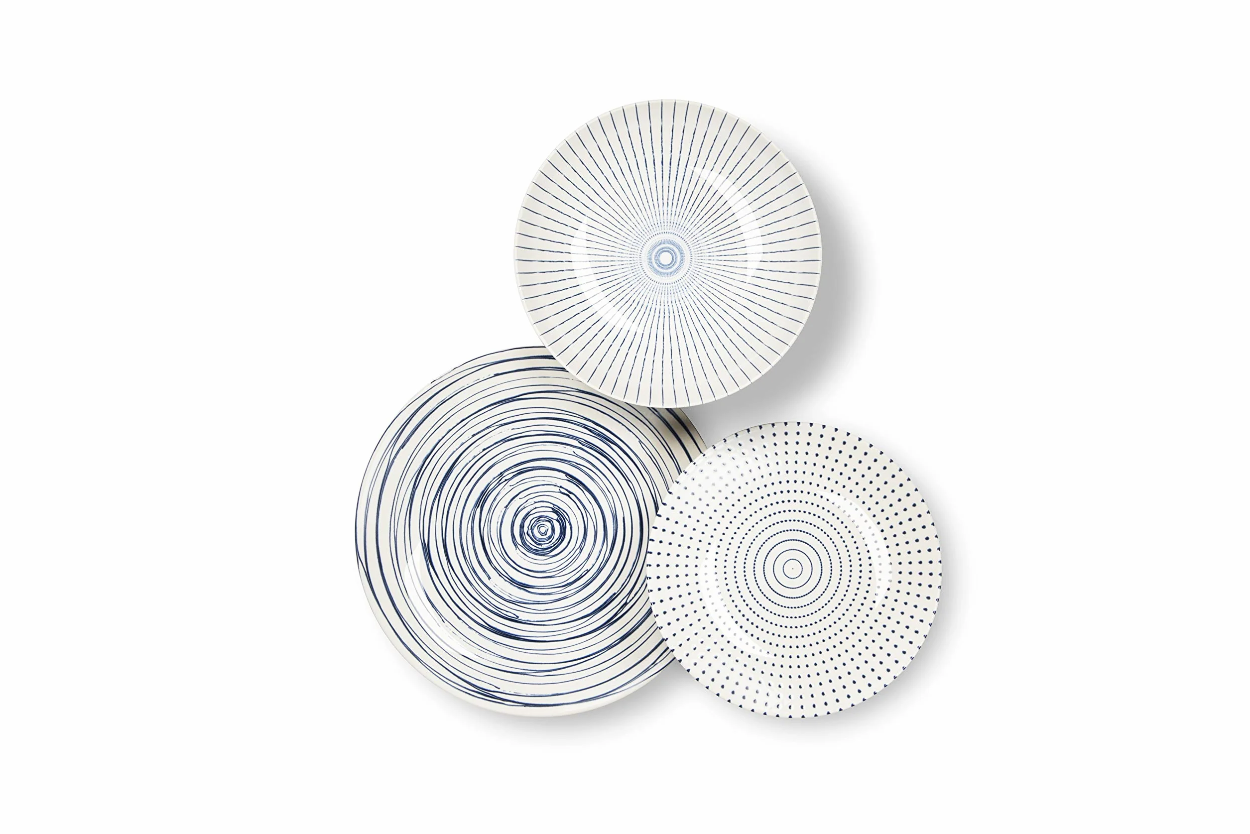 Excelsa Hanami Servizio Piatti 18 Pezzi, Ceramica, Bianco e Blu
