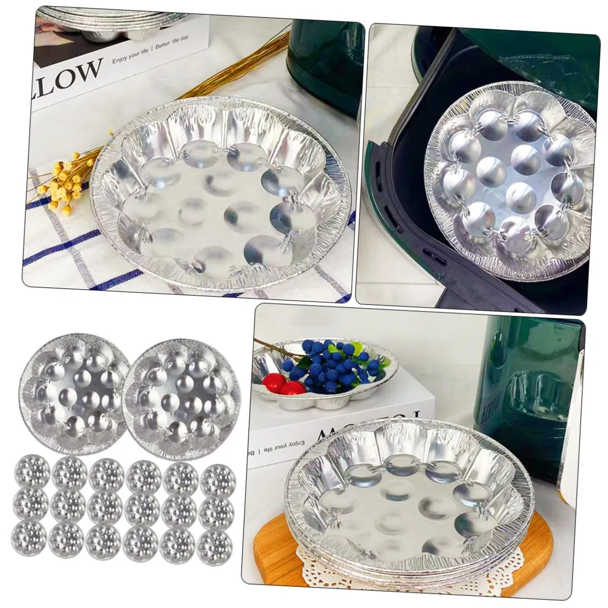 Cabilock Piatto per Escargot Francese in Alluminio Resistente Alte Temperature, 20 Pezzi, Superficie Liscia per Cottura e Riscaldamento in Forno