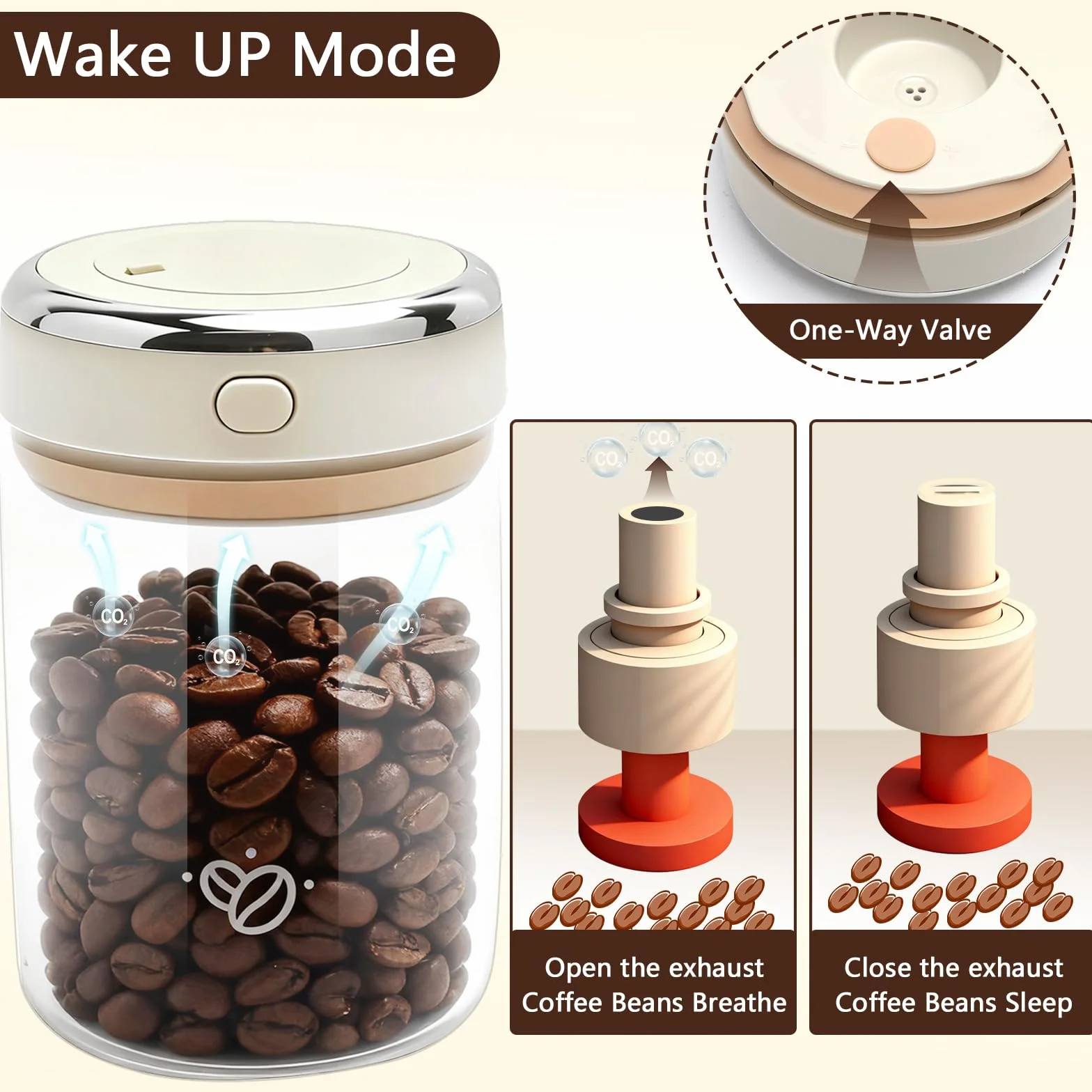 Barattolo per caffè ermetico, 1100 ml, contenitore per chicchi di caffè, in polvere, per caffè