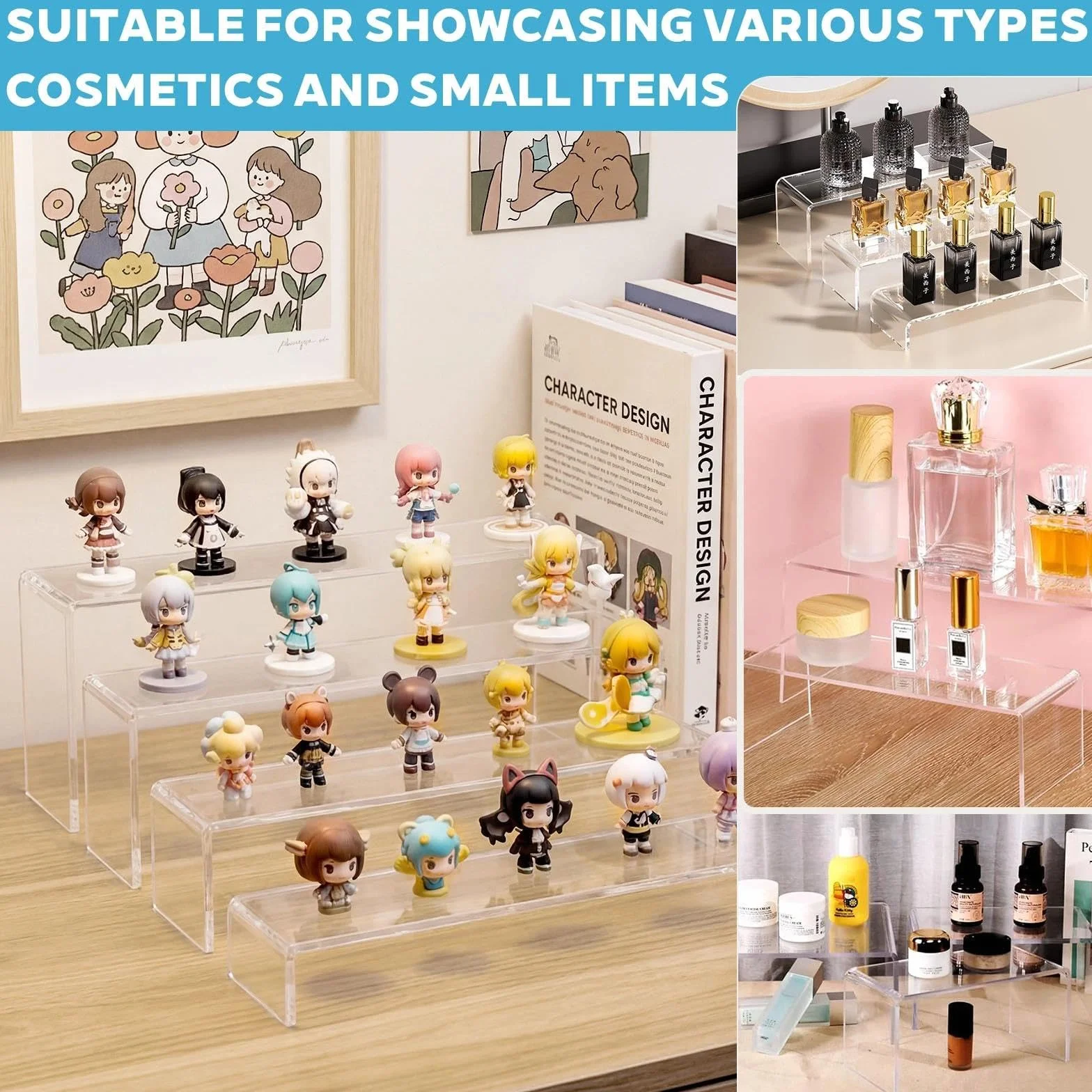 5 Pezzi Espositore Profumi Alzate per Allestimenti in Acrilico Trasparente Espositore Acrilico per Cupcakes, Profumi, Oggetti da Collezione, Cosmetici, Gioielli e Esposizione Artigianale