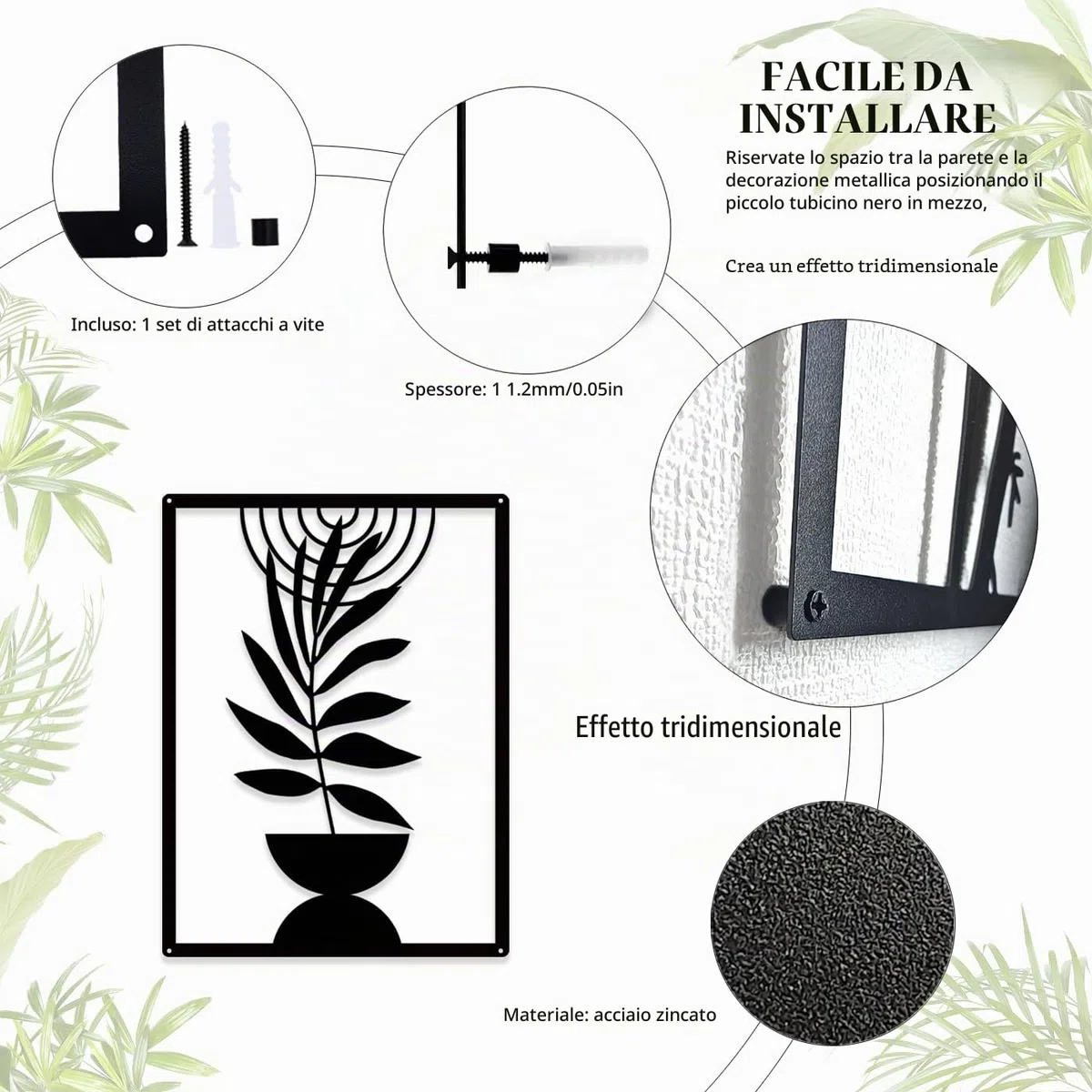 Pduoduo 3 Pannelli Arte da Parete in Metallo Stile Boho, Arte da Parete Geometrica Minimalista Astratta, Scultura in Metallo Nero per Soggiorno, Camera da Letto (56 * 42 cm)