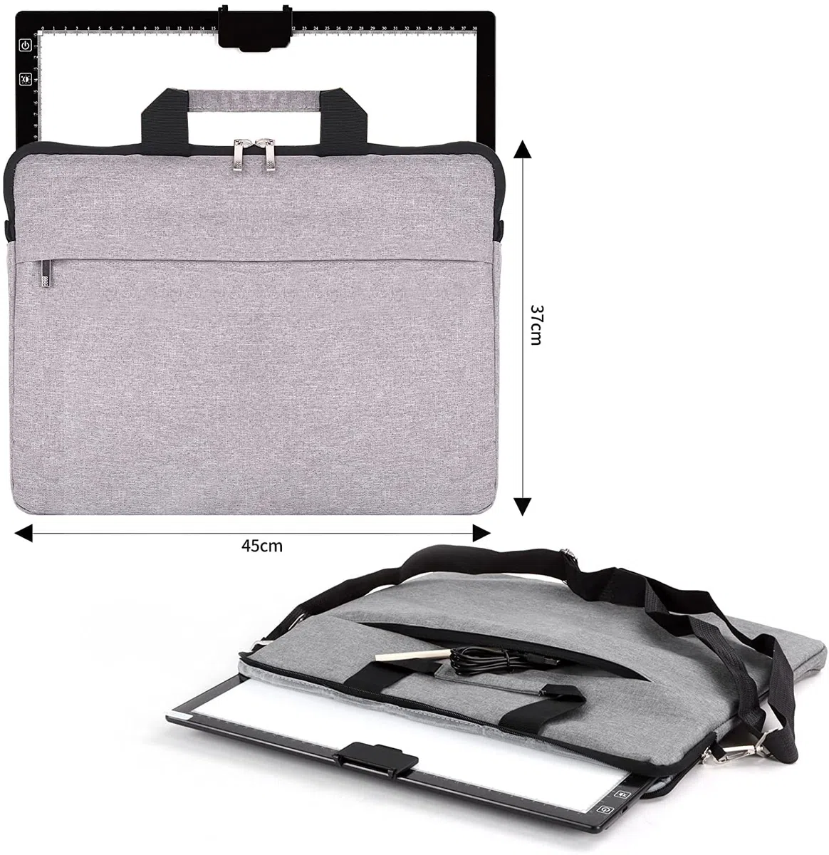 Tavolo luminoso ricaricabile A3 con borsa, senza fili, funzionamento a batteria, 3 colori dimmerabili e 6 piastre luminose dimmerabili per disegno, Diamond Painting, pittura, visione a raggi X