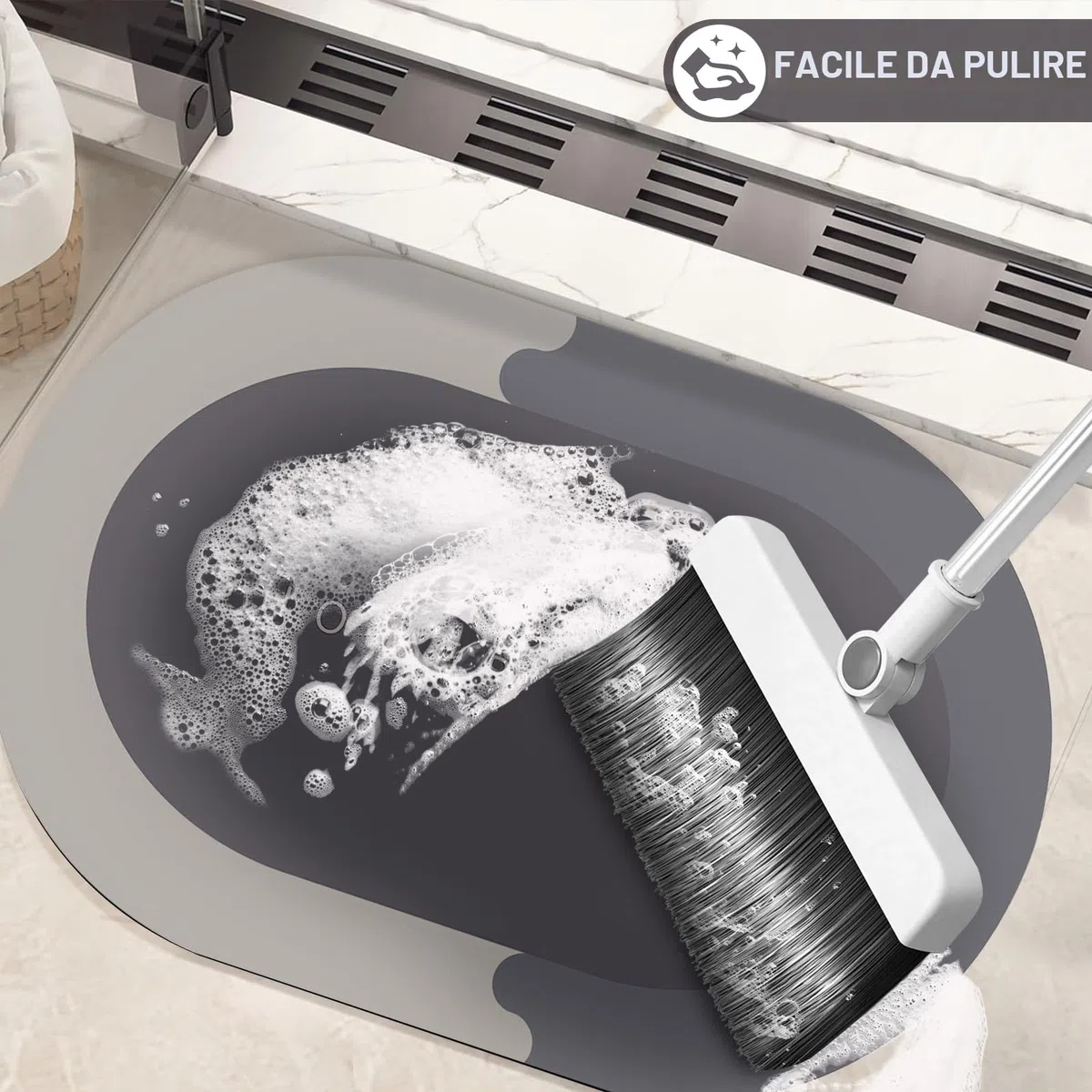 tappeto diatomite bagno, 60 x 90 cm, Tappetino da doccia, super assorbente, antiscivolo, lavabile, ad asciugatura rapida, per doccia, vasca da bagno, WC, ideale come strapazie (blu)