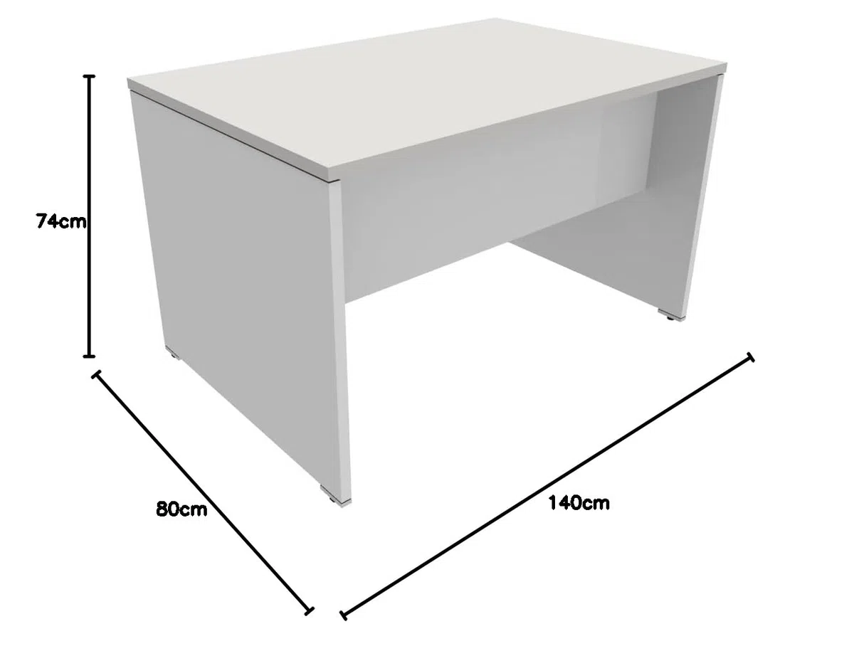 FBasic Scrivania Operativa in legno - Colore Bianco - 140x80x74