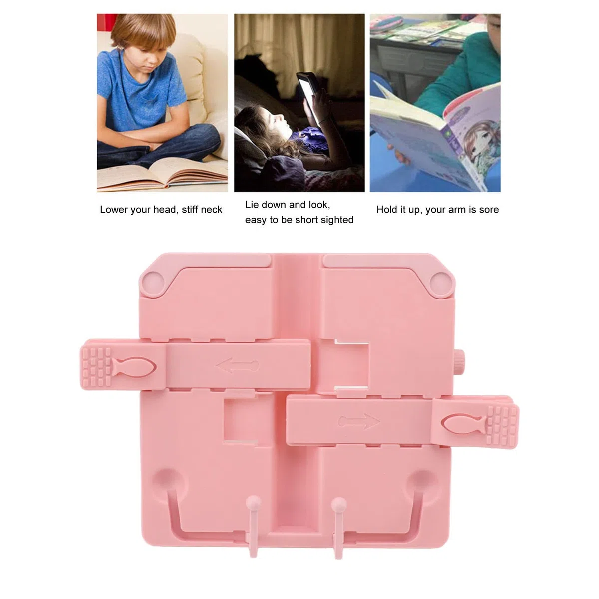 Supporto Per Libri da Scrivania, Supporto Per Lettura Leggio Pieghevole Portatile Robusto con Bordi Arrotondati Supporto Per Supporto Per Libri Resistente ai Graffi Per Biblioteca Scolastica(Rosa)