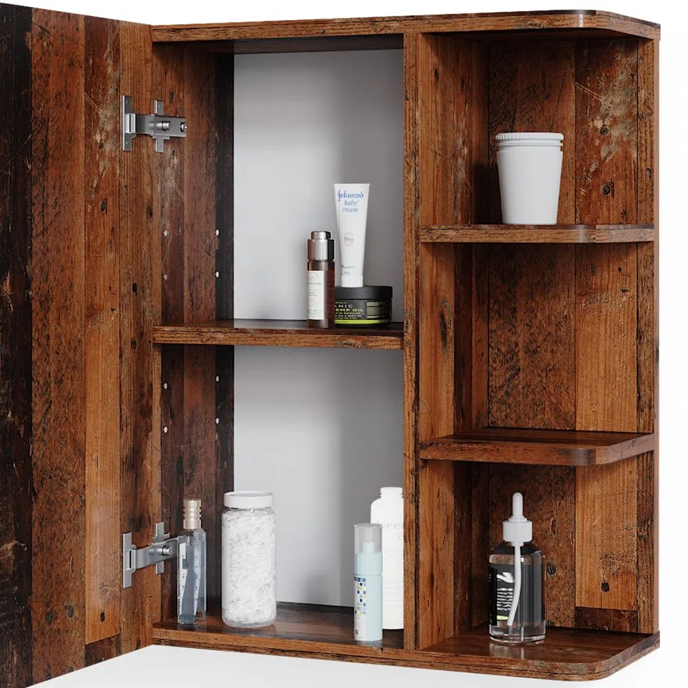 Vicco Mobile bagno Fynn, Rovere rustico, 47.2 x 59.2 cm, per montaggio a parete con ripiani aperti