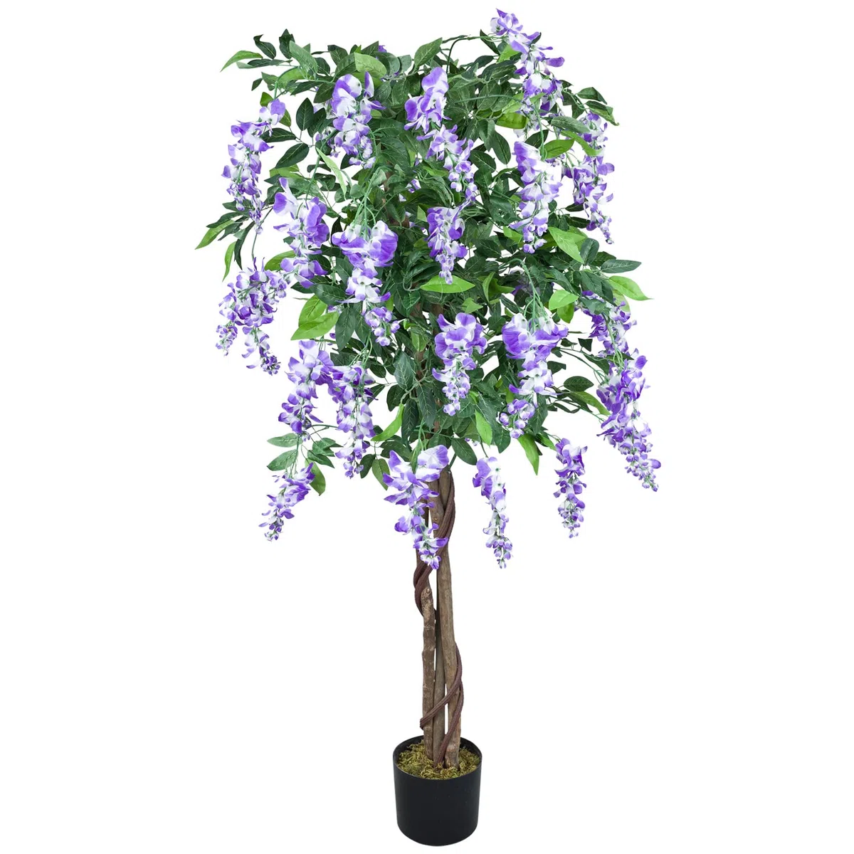 Decovego Wisteria Glicine Pianta Albero Artificiale con Legno Naturale 160cm