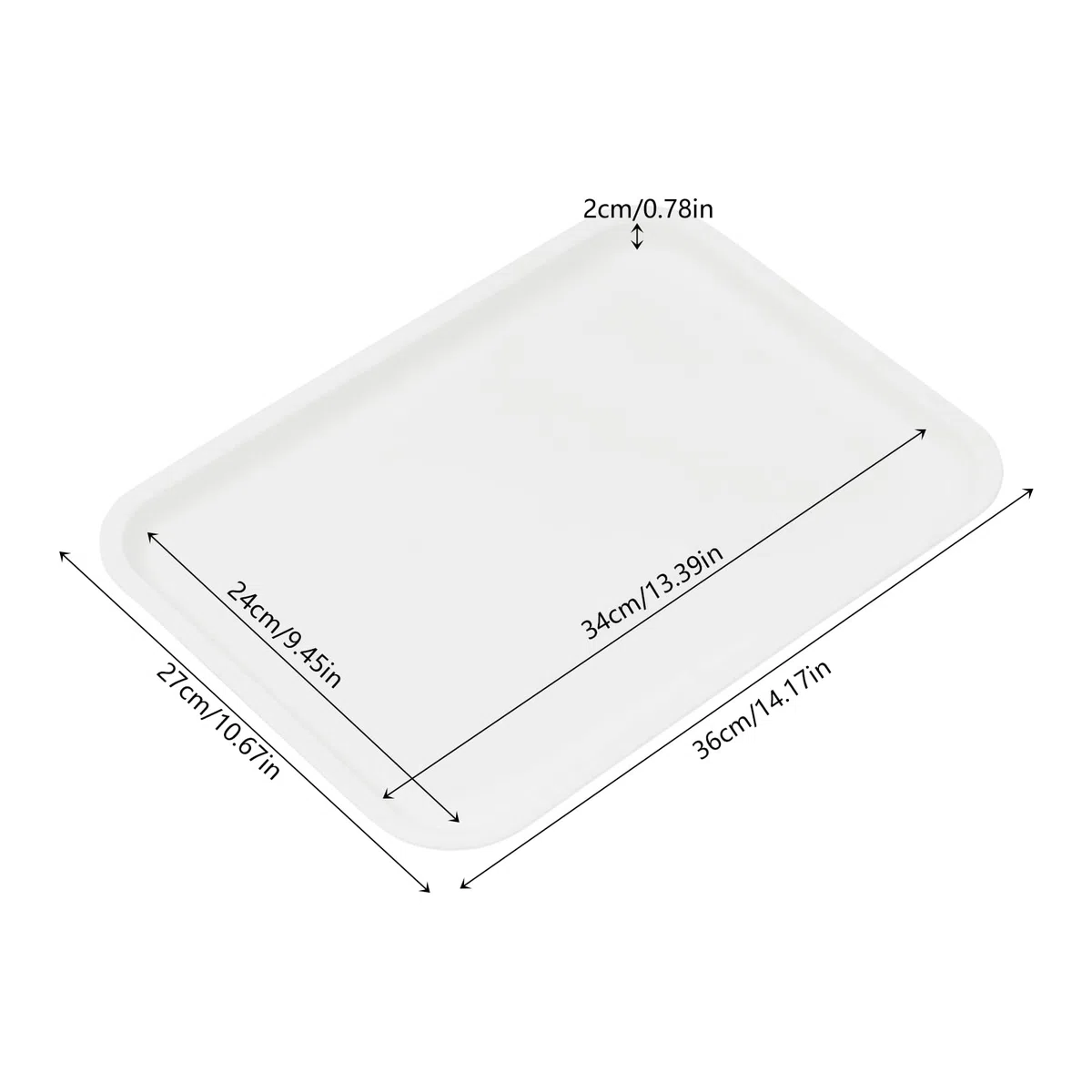 24 vassoi, vassoi da servizio, impilabili, per ristoranti veloci, mense, cucine, hotel, ristoranti, spuntini, 36 x 27 x 2 cm (bianco)