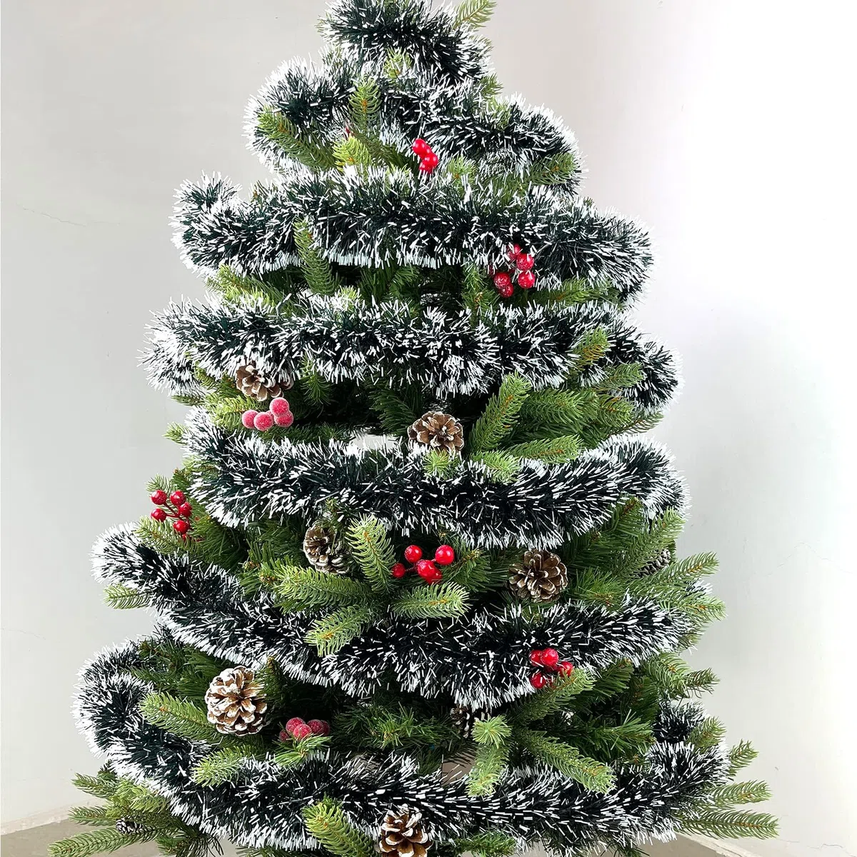SULOLI Ghirlanda Natalizia,10 Metri Ghirlanda Artificiale,Ghirlande di Orpelli per Porta,Decorazioni Albero di Natale (Verde Scuro Con Bianco)