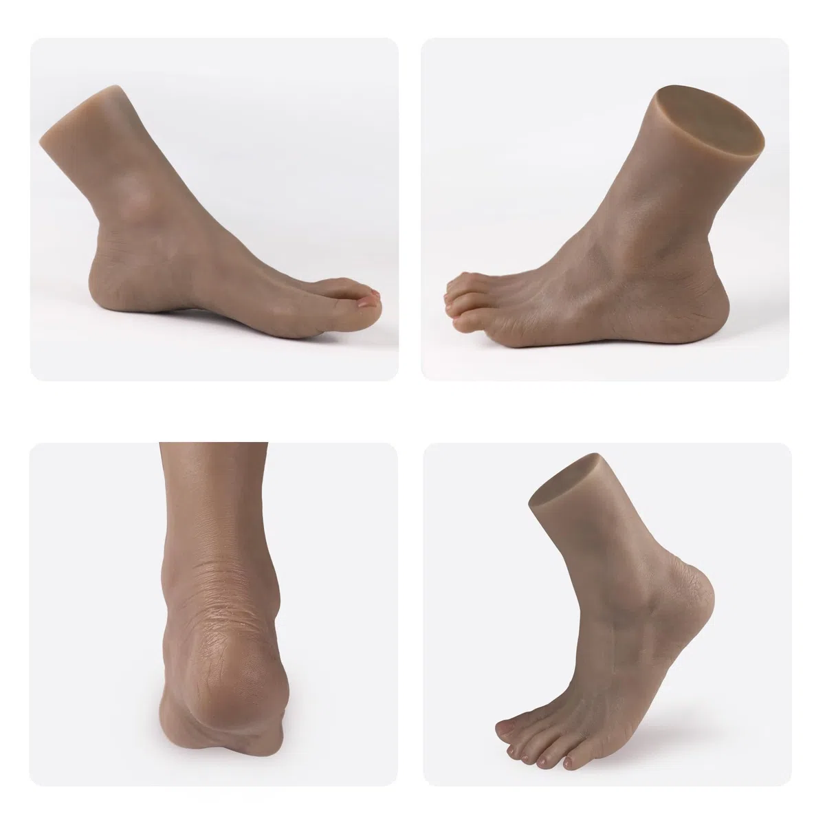 Manichino Piede Falso in Silicone Restituzione Realistica 1:1 Morbido e Flessibile Modello per Pratica Mostra Gioielli Protesi Manicure e Collezioni d'Arte (Donna, Destro, Nero Chiaro)