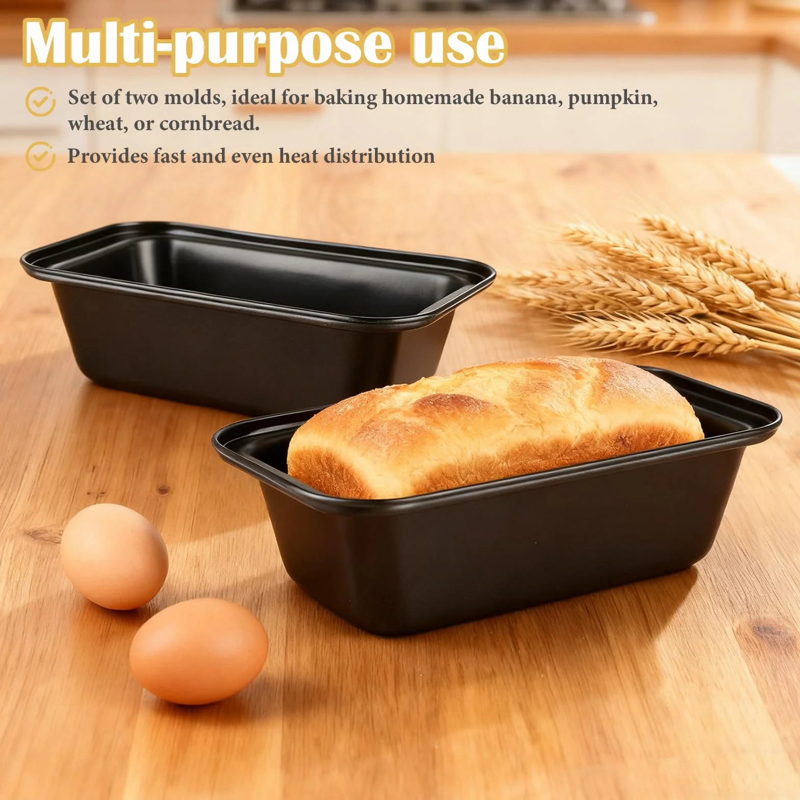 2 Pezzi Piccola Stampo Plumcake 20x10x6cm - Stampo per Pane in Cassetta Rettangolare Antiaderente, Ideale per Pane, Torte, Toast e Dolci, Compatibile con Forno e Friggitrice ad Aria Ninja