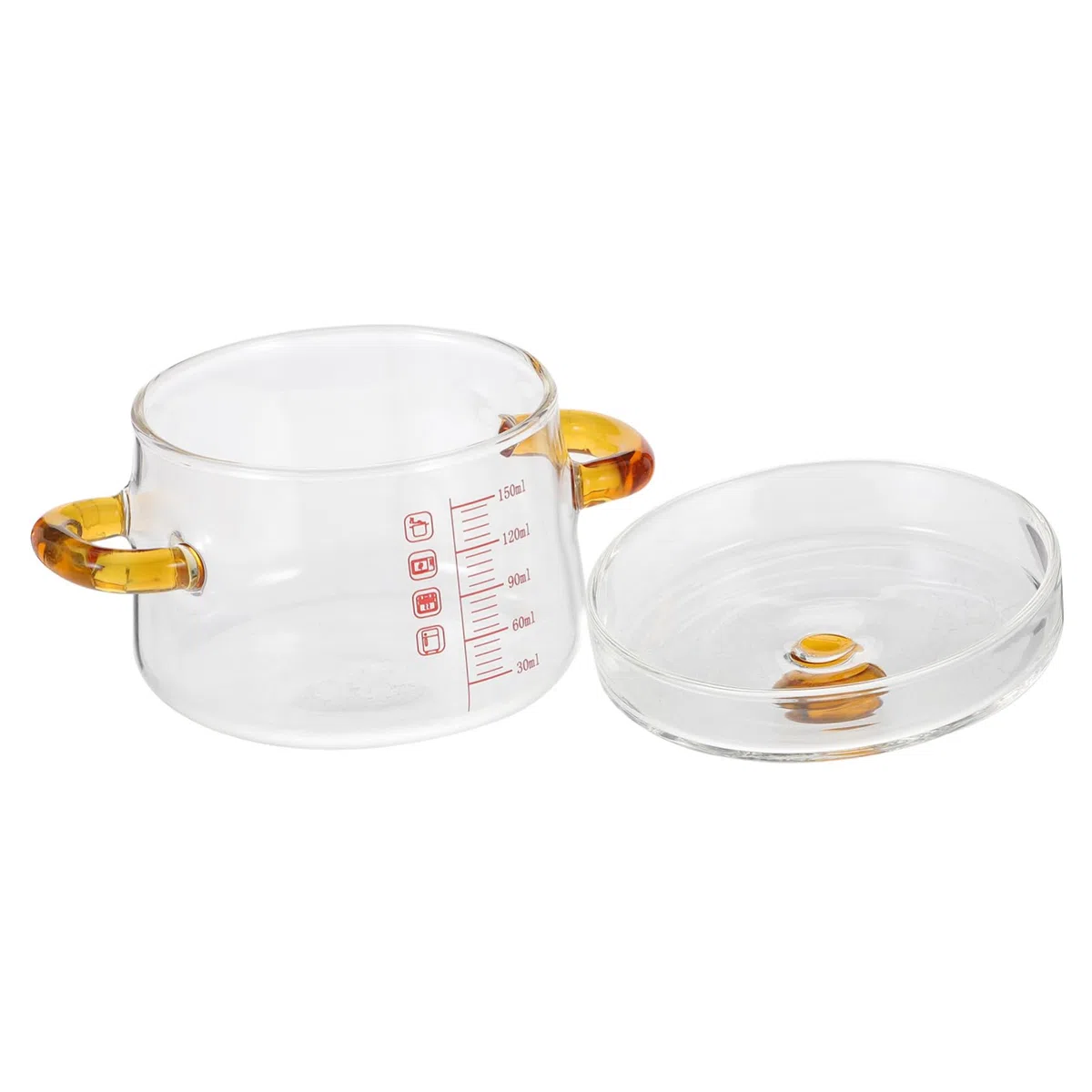 MAGICLULU Pentola in Vetro Doppia con Manici 150ml per Stufati e Cottura al Forno, Resistente Alte Temperature, Ciotola Trasparente con Coperchio per Cucina Domestica