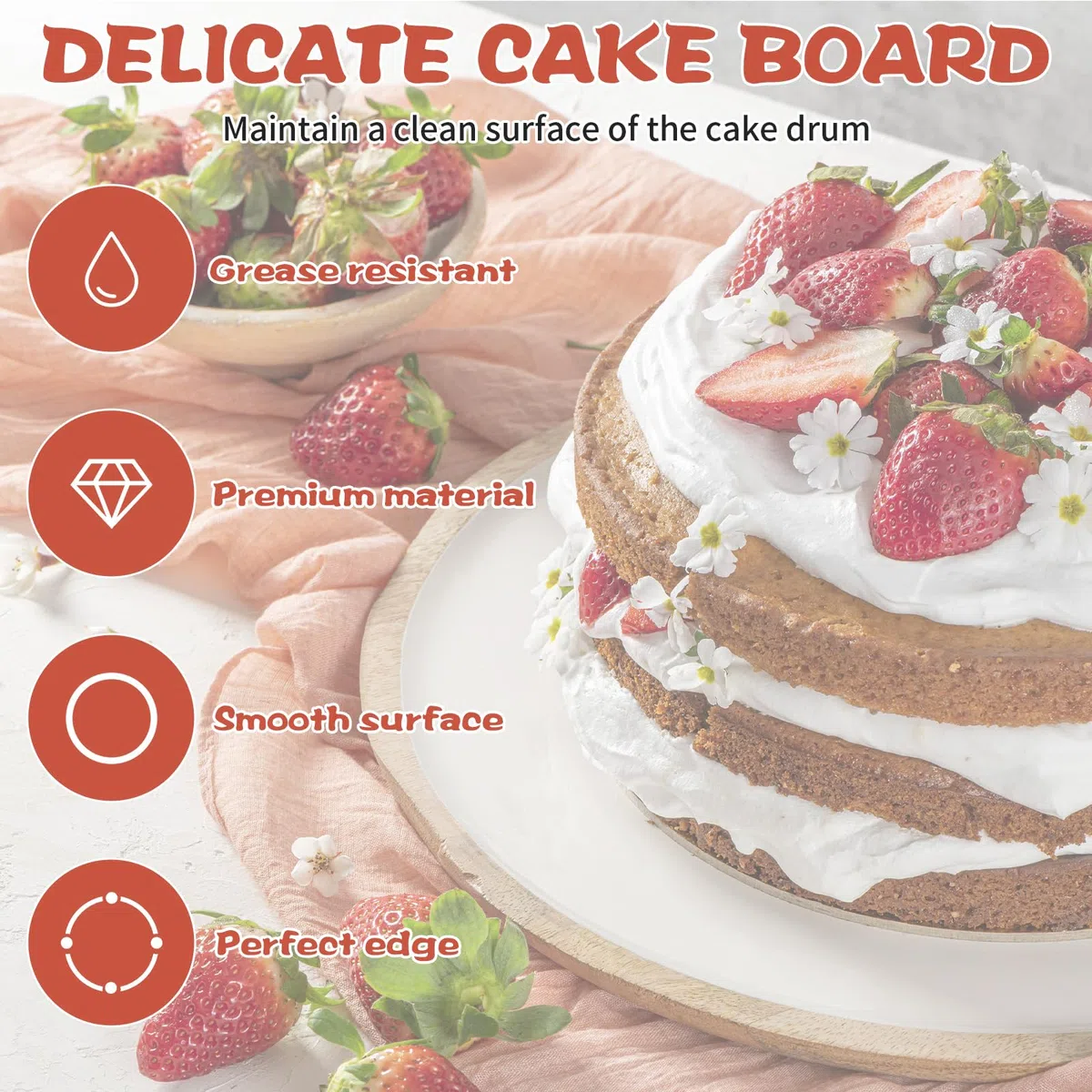 Sottotorta Tondo, 6 Pezzi Vassoio Torta Rotondo Riutilizzabile 30 cm x 12 mm, Premium Cake Board Set - Può Essere Utilizzato Su Entrambi i Lati, per Cuocere al Forno e Torte Fai da te, Bianco