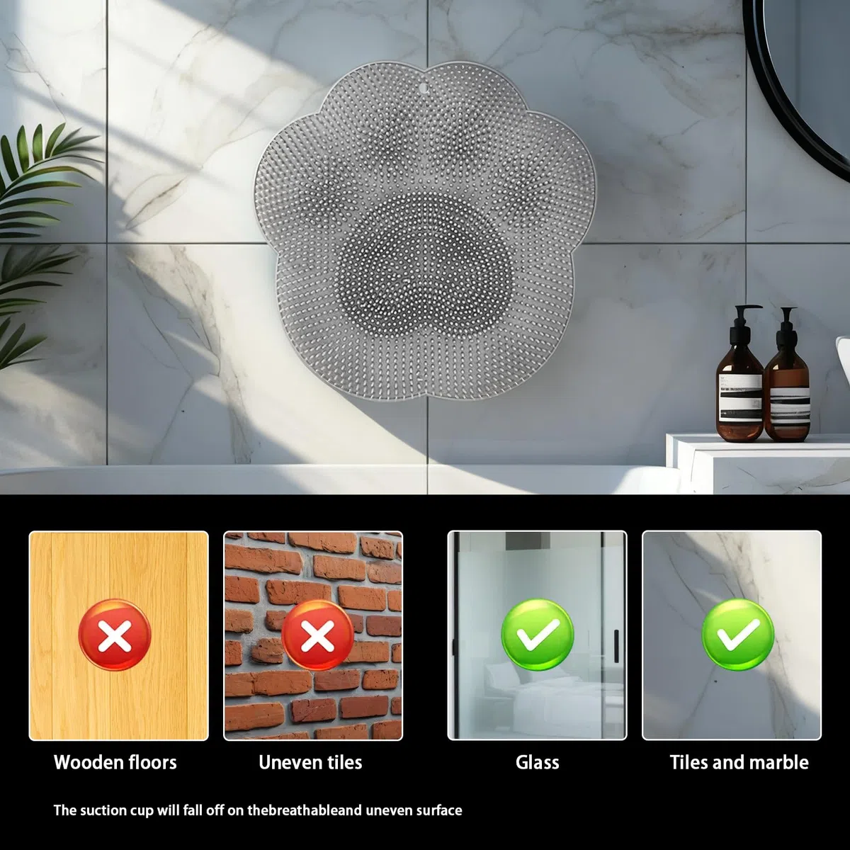 Colexy Tappeti Bagno, Tappetino Bagno Antiscivolo, Tappeto per Doccia, Tappeto Bagnos Assorbente con Ventose Forti Drenaggio, Design a Zampa di Gatto, Sicurezza per Bambini e Anziani (Grigio)