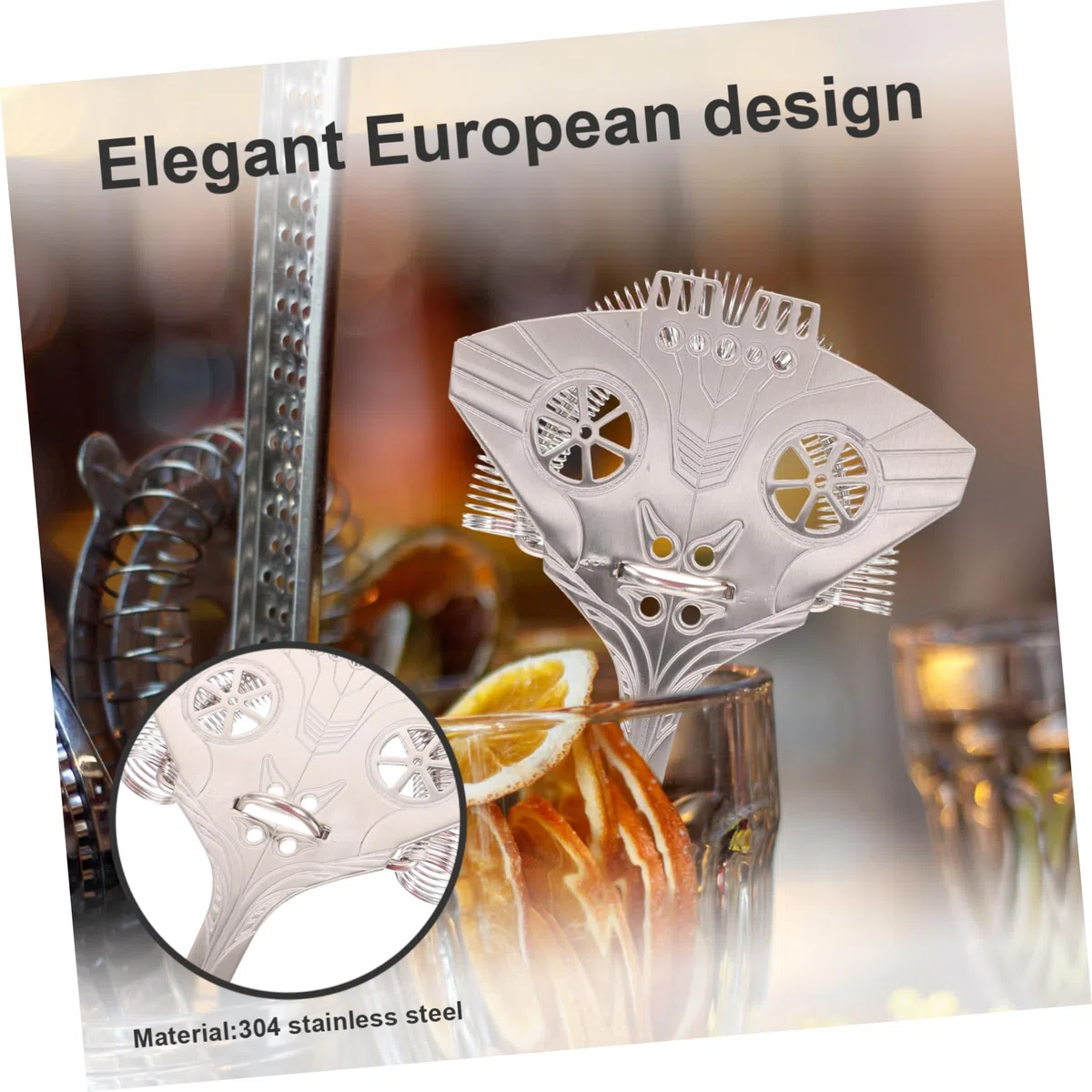 MAGICLULU Filtro Cocktail in Acciaio Inossidabile 304 Strainer Per Cubetti Di Ghiaccio E Residui Utensile Professionale Per Bar Hotel Casa Caffetteria 7.09X4.33X0.79In