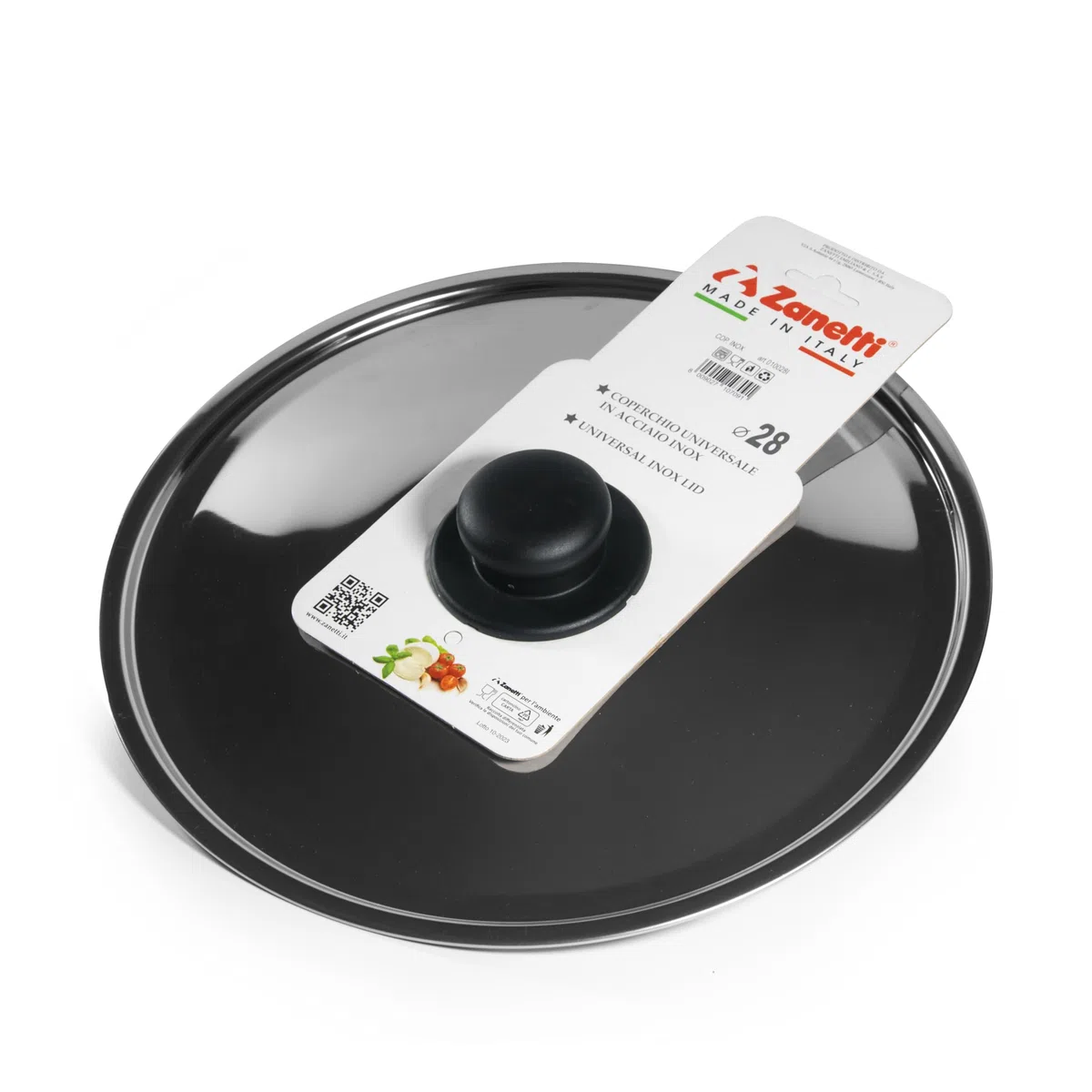 zanetti, Coperchio in Inox, Coperchio Acciaio Inox, Diametro 36 cm, Manico Plastica, Adatto a Pentole e Padelle, Lavabile in Lavastoviglie