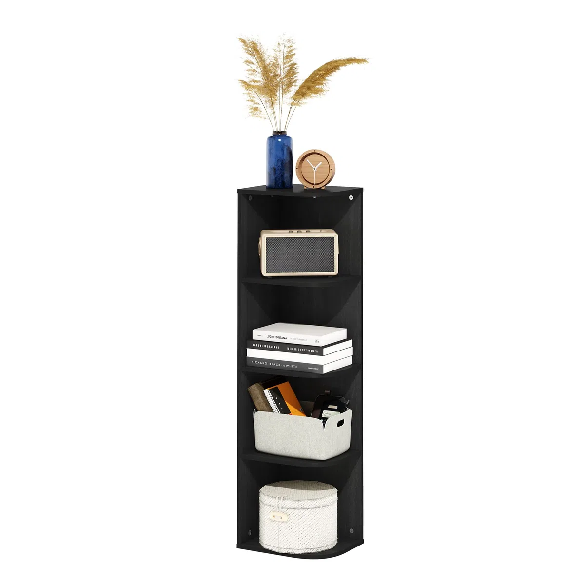Furinno Pasir - Libreria a 4 ripiani ad angolo, colore: Blackwood
