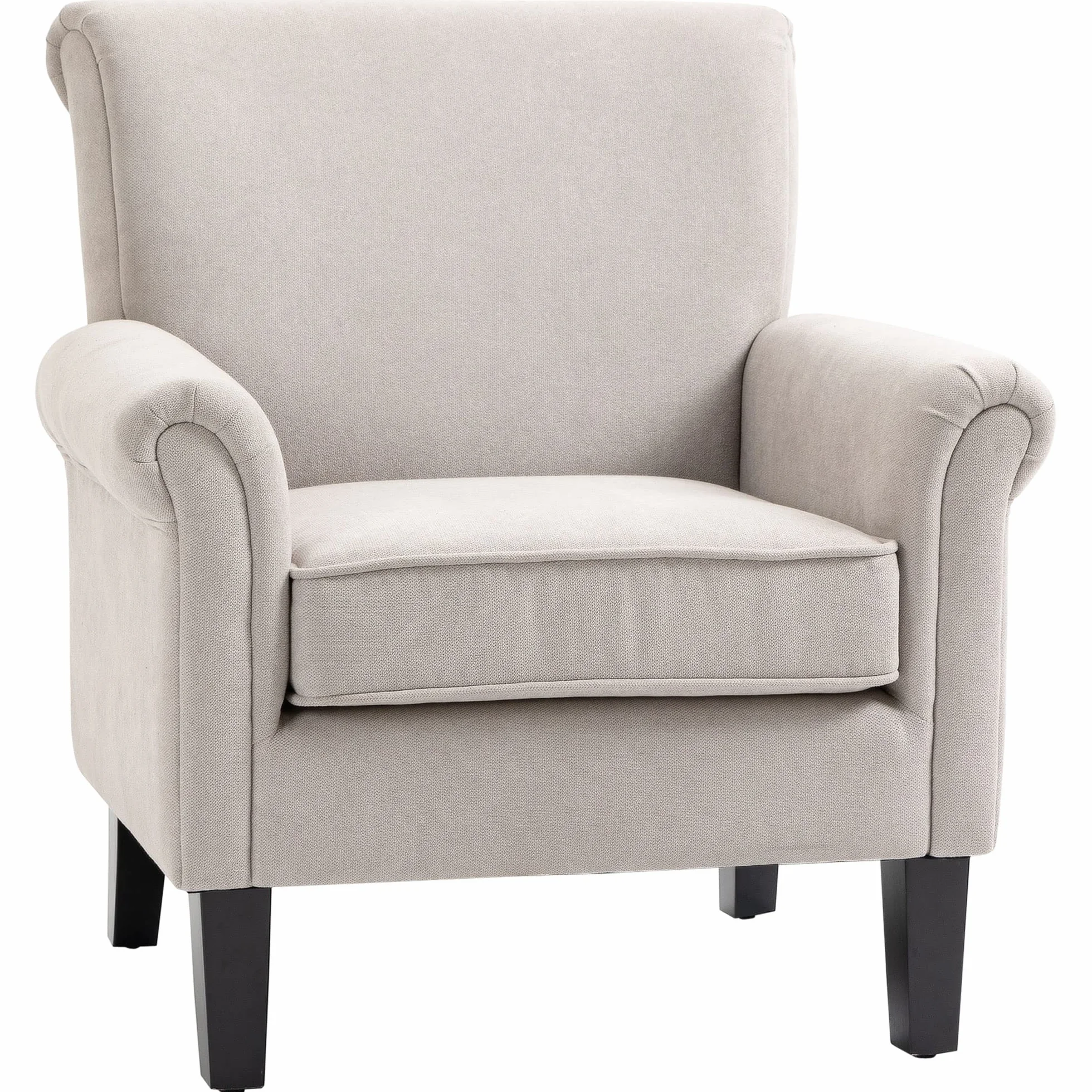 HOMCOM Poltrona d'Arredo in Stile Nordico con Braccioli, Poltrona Imbottita in Legno e Poliestere, 79x78x87 cm, Grigio e Marrone