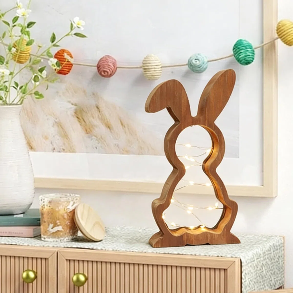 LED Decorazioni Pasquali Legno, Coniglietti Pasquali Legno Lucine LED, Coniglio Pasquale Luminosa, Coniglietti Pasquali Decorativi, Decorazioni Primavera, Centro Tavola Pasquale, Regali Pasqua