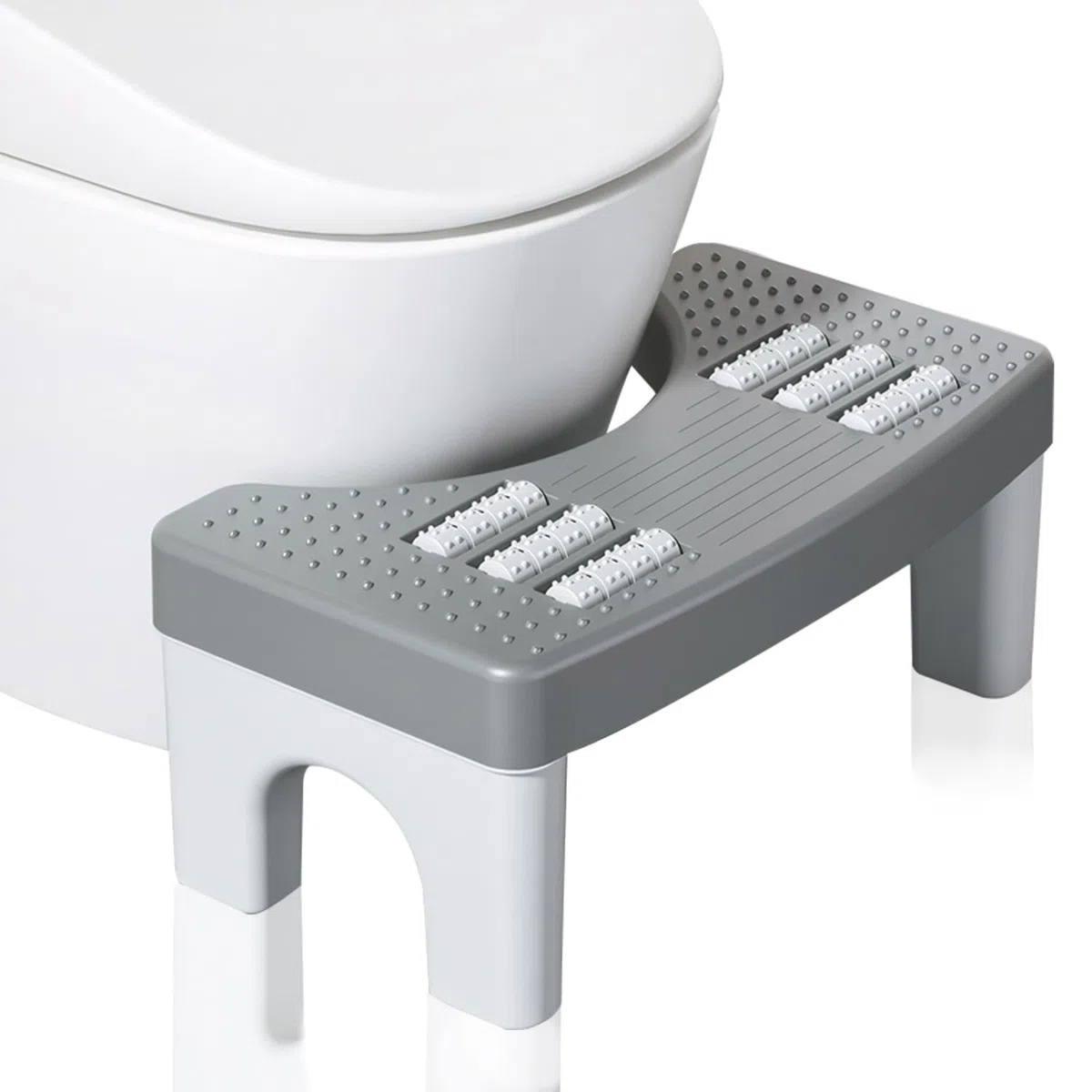 Sgabello da WC, sgabello tozzo per bagno, sgabelli per cacca con funzione massaggiante, per alleviare la stitichezza per adulti, poggiapiedi antiscivolo, adatto per adulti e bambini (grigio)