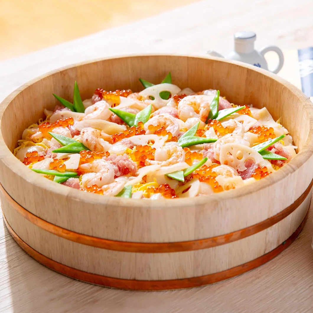 TIKUSAN Hangiri - Vasca per mescolare riso, in legno, con fascia in rame, realizzata in Giappone, per sushi e riso, 33 cm
