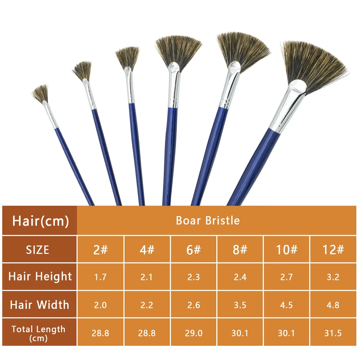 Pennelli per Dipingere a Ventaglio Setole di Cinghiale 6 Pezzi, per Acrilico Olio e Acquerello Pittura Professionali, LEA-SHALL Set Pennello Arte ad Artisti con Manico Legno Lungo