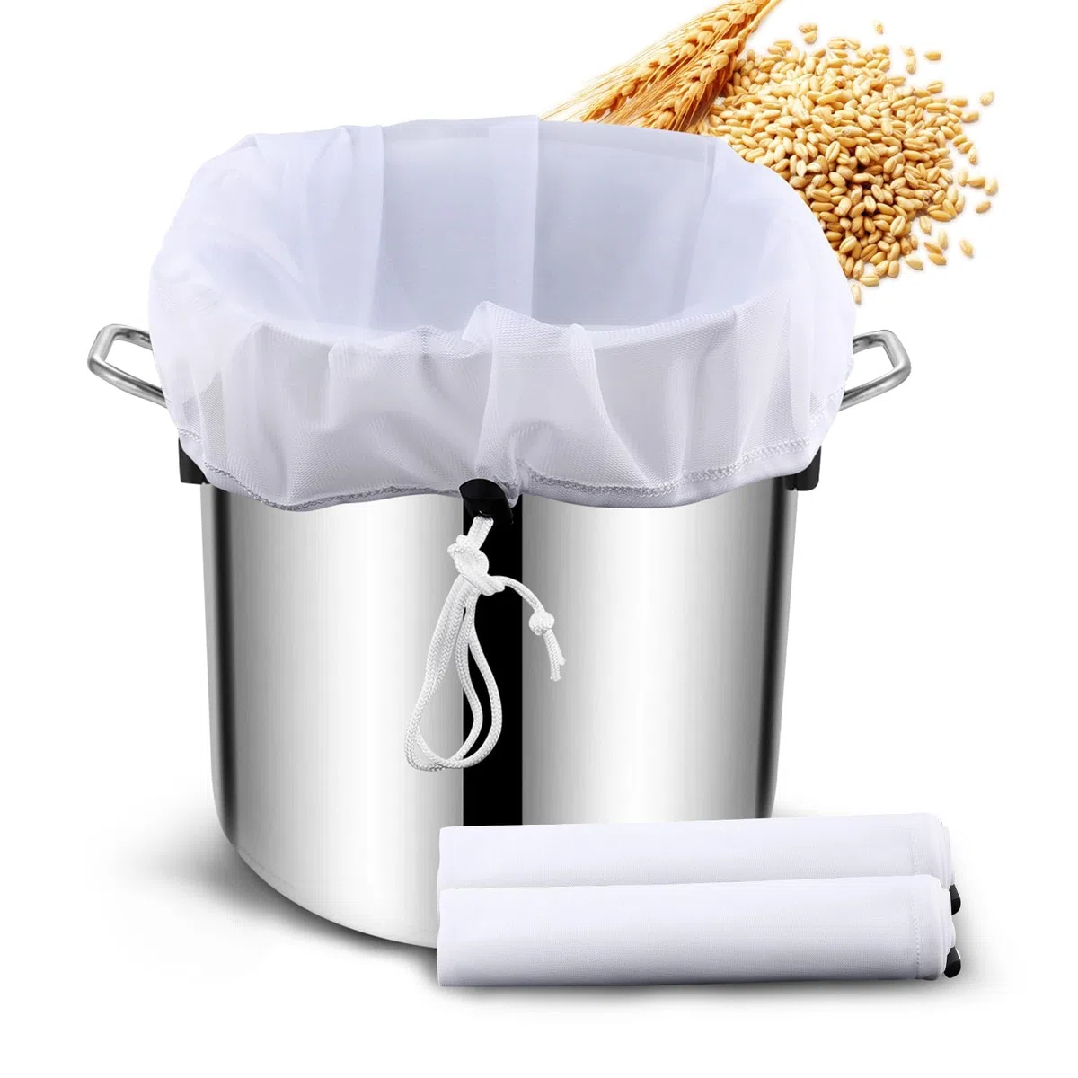 2 sacchetti filtranti da 250 micron, 66 x 55,9 cm, sacchetti extra large riutilizzabili in nylon a rete fine con coulisse, sacchetti lavabili per la produzione di luppoli, frutta, cereali, vino, birra