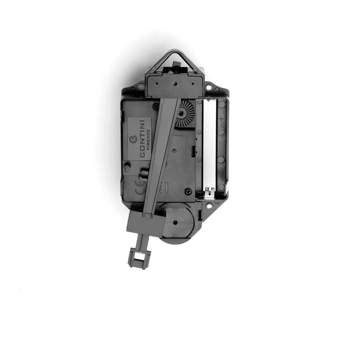 Clock-it Meccanismo orologio pendolo con Canotto extra lungo 24mm, Lancette plastica nere. Kit per riparazione, sostituzione o realizzazione orologio pendolo da parete.