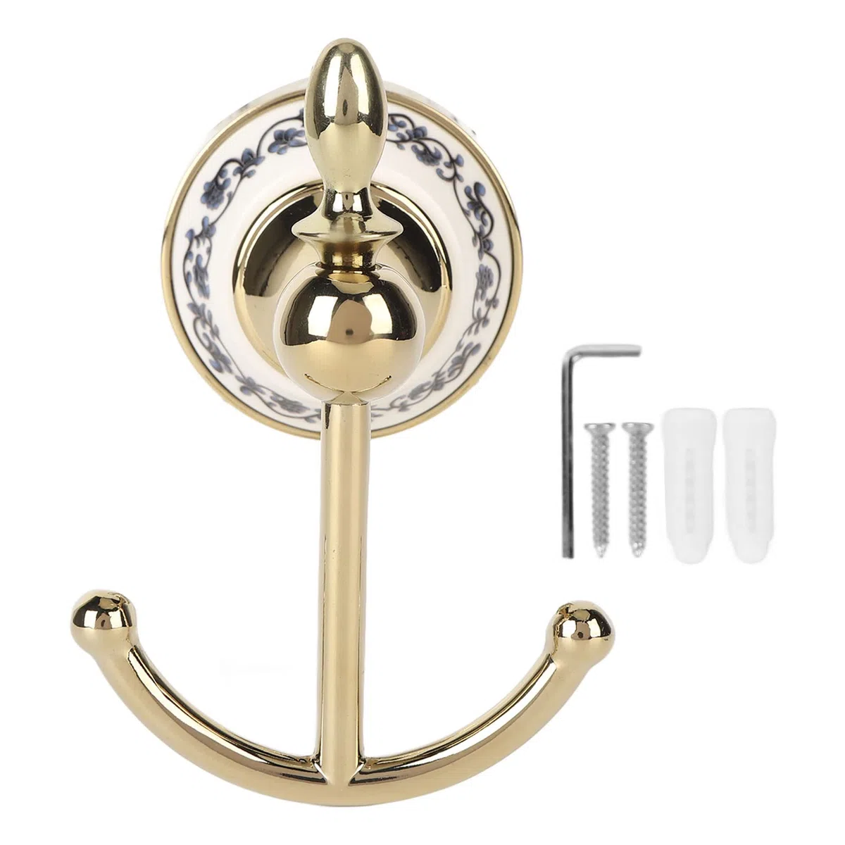 Ganci Appendiabiti da Parete Doppi con Base in Ceramica, Ganci Decorativi a Forma di Ancora Marina, Portasciugamani per Cappotto, Sciarpa, Borsa, Asciugamano, Portachiavi(Oro)