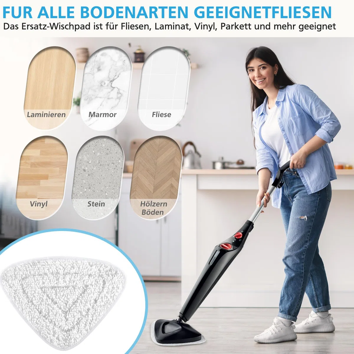 Funnytime 6 panni in microfibra Steam compatibili con Vileda 100 Hot Spray, rivestimento di ricambio – bianco