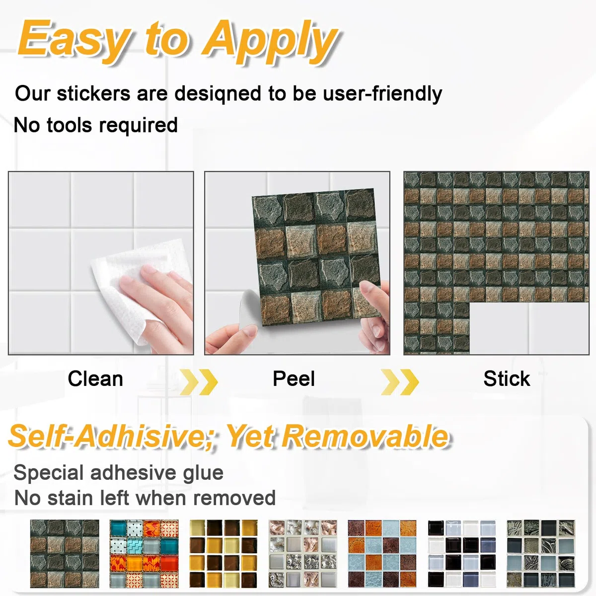 Mosaico Adesivi per Piastrelle, 30 Pezzi Impermeabile Piastrelle Adesive Cucina Bagno Decorazione in PVC, 10x10cm Resistenti ai Graffi e Rimovibili Adesivo Murale (Struttura Bianca)