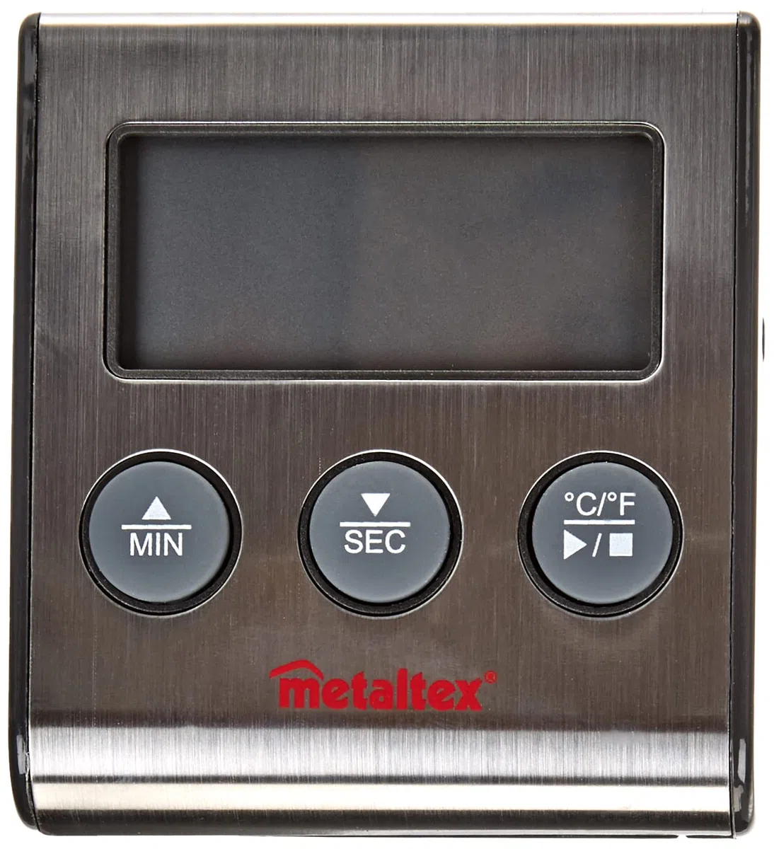 Metaltex Termometro Digitale da Cucina con sonda e Timer, Acciaio Inox, Grigio, 20 x 20 x 6 cm