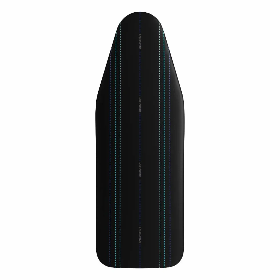 Laurastar Copriasse Universalcover Nero, Copriasse da Stiro Universale, 131cm x 55cm, 100% Cotone, Linee di Piegatura Integrate, Clip di Bloccaggio, Facile da Posizionare, Lavabile in Lavatrice
