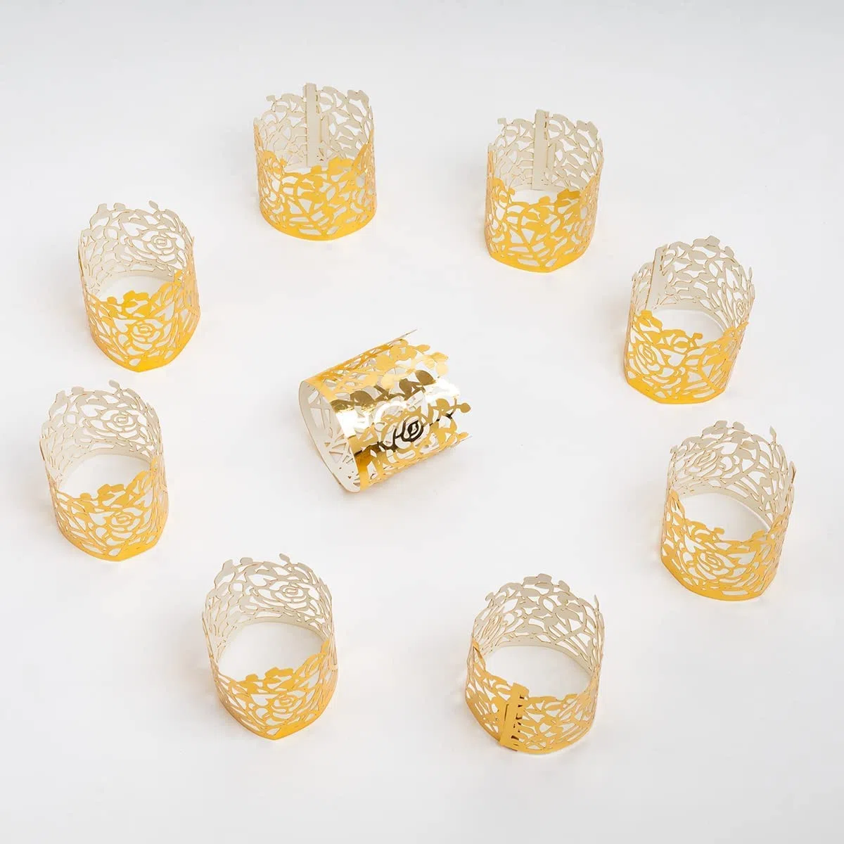 100 Pezzi Anello portatovaglioli, Anelli di Tovagliolo, Portatovaglioli da Tavola,Decorazione da Tavolo,per Cene,Banchetti,Festival,Celebrazioni (Oro)