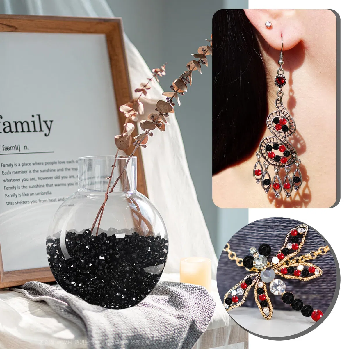 TOAOB 5000 Pezzi Cristalli Decorativi Dispersione Nero Acrilico Dimensioni Coriandoli per Vasi Matrimonio Feste Compleanni Artigianato Decorazioni Tavoli 3 mm 6 mm 10 mm