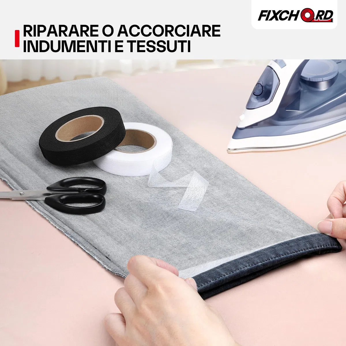 Nastro Termoadesivo per Orlo, 2 Pezzi Nastro Wonder Web per Orli, Nastro Termoadesivo, Nastro per Tessuti Fusibili Extra Forte per Tessuti, Tende, Pantaloni e Vestiti, Bianco e Nero, 30M*20MM