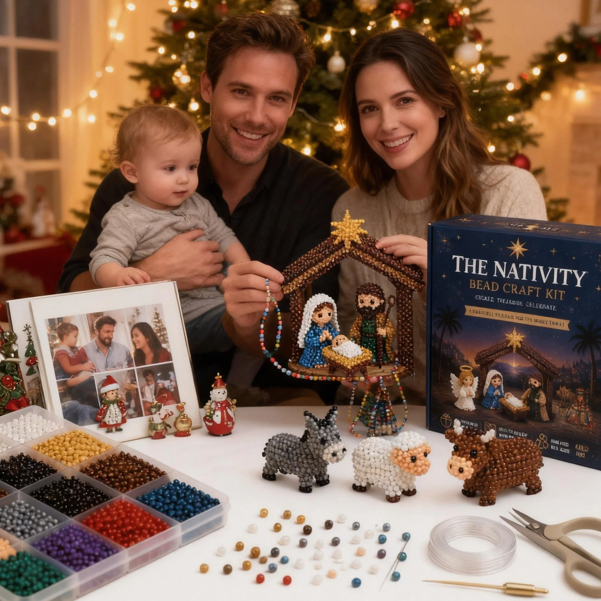 Hamosky Kit fai da te con perline 3D a forma di animale, con perline 3D fatte a mano, kit fai da te per principianti, con istruzioni passo passo per adolescenti (scena del presepe)