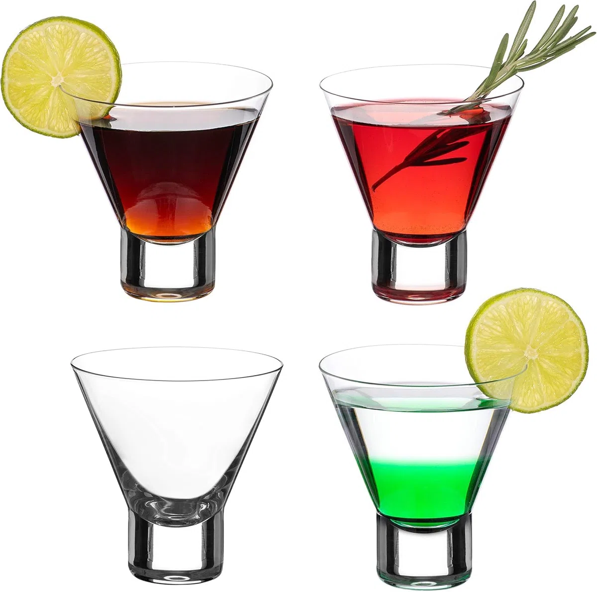 Set di 4 bicchieri da cocktail Martini - Bicchieri di cristallo senza stelo per cocktail Martini