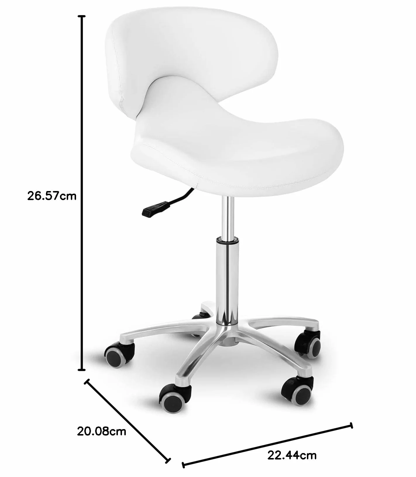 Physa Sgabello con Schienale Sedia per Salone Studi Medici TANDRIA WHITE (Bianco, 150 kg, Acciaio, Pelle sintetica, Gommapiuma, 45-59 cm, 47 x 44 cm)