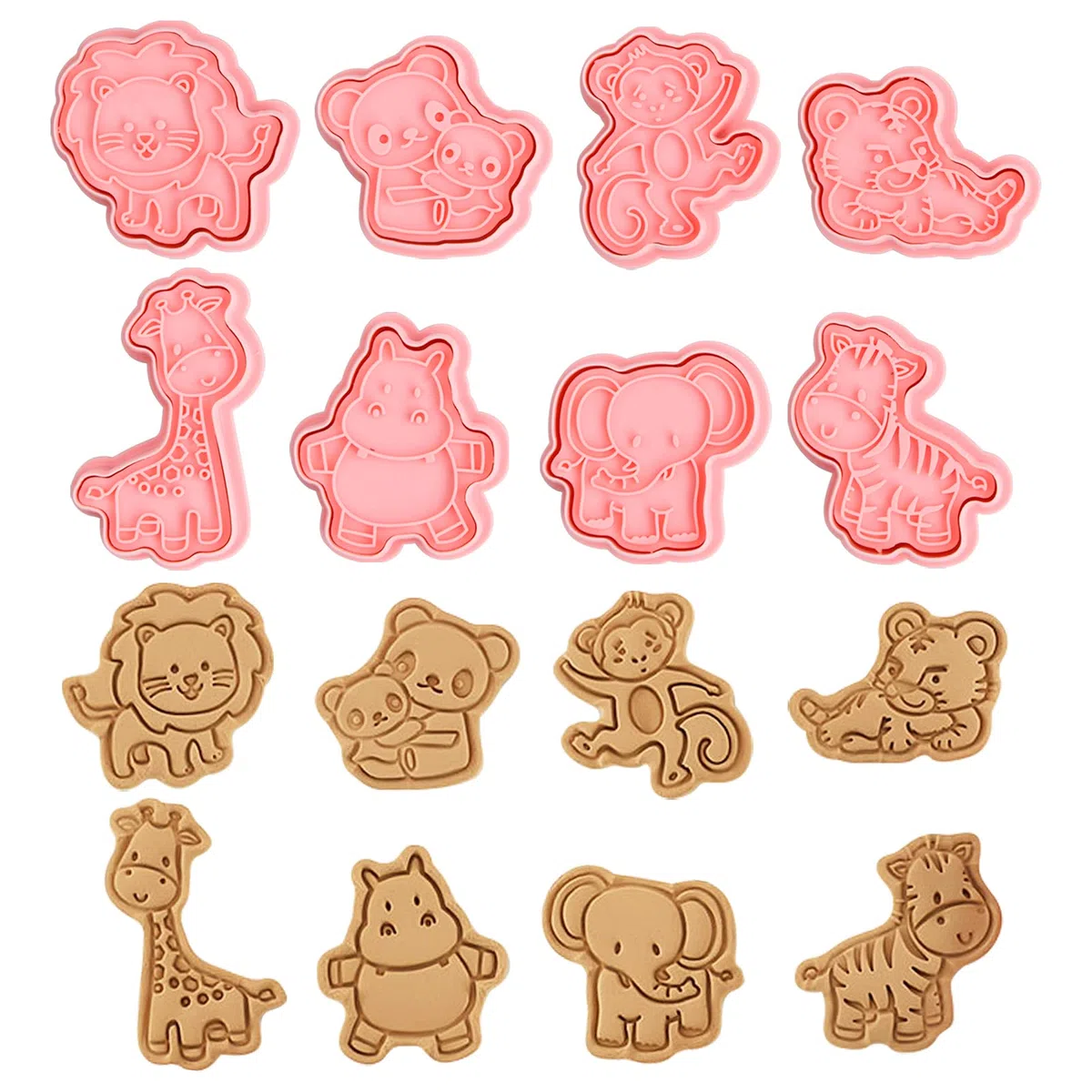 8 Pz Formine Biscotti Animali Foresta, 3D Stampi Biscotti Plastica, Formine Animali per Biscotti Bambini, Tagliabiscotti con Stampa, Stampo per Biscotti per Decorare Biscotto Torta (A)