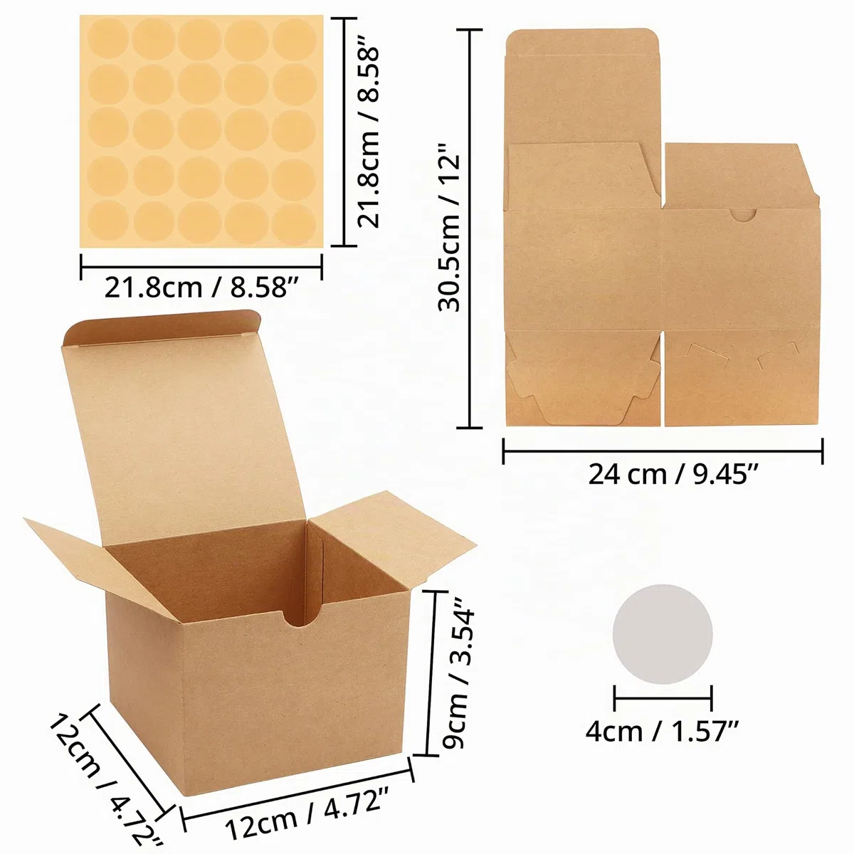 BELLE VOUS Scatole Regalo In Cartone Marrone 12 cm x 12 cm x 9 cm, 20-Pezzi