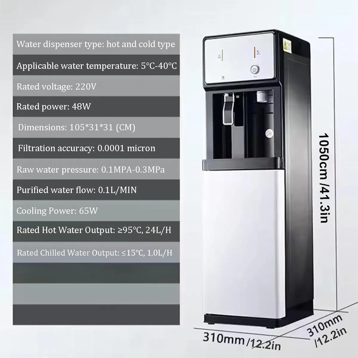 Distributore Acqua Unità Alimentata Dalla Rete Elettrica,depuratore Acqua Con Funzione Di Raffreddamento E Riscaldamento,temperatura Regolabile,erogatore Acqua Per Casa, Ufficio